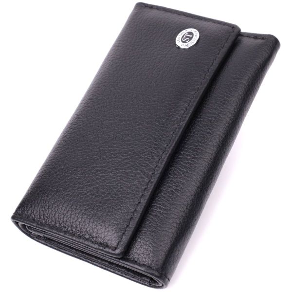 Містка ключниця з натуральної шкіри ST Leather 22477 чорна
