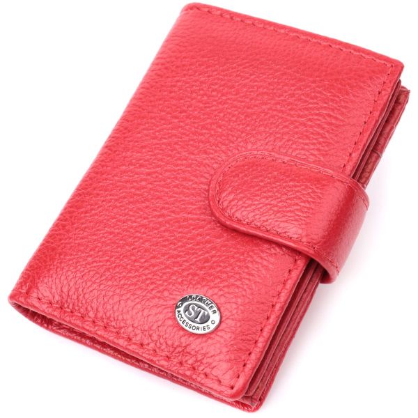 Містка візитниця з натуральної шкіри ST Leather 22470 червона
