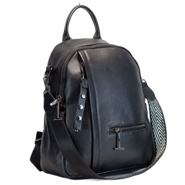 Жіночий шкіряний рюкзак міський чорний 73590 Tiding Bag