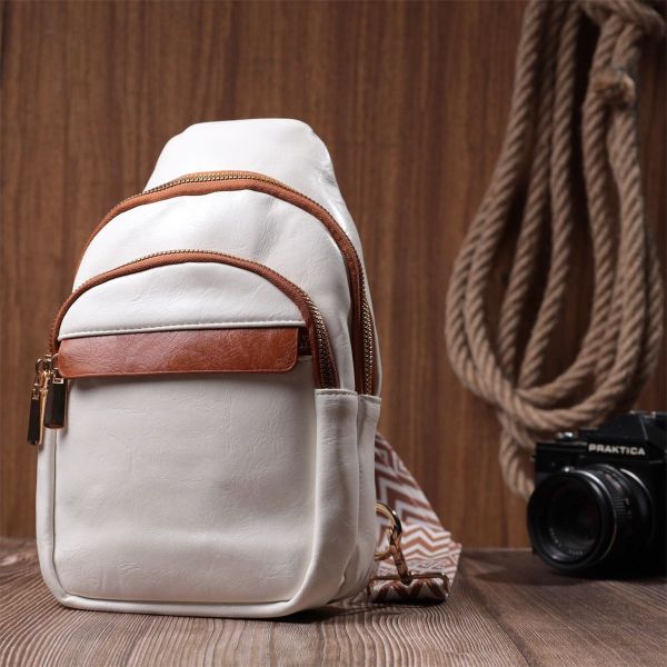 Жіноча сумка з однією лямкою через плече з гладкої екошкіри Vintage 22768 біла