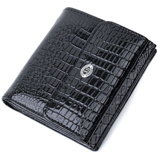 Жіночий фактурний гаманець із натуральної шкіри ST Leather 22706 чорний