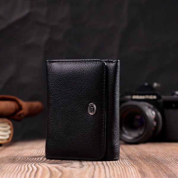 Жіночий горизонтальний гаманець з натуральної шкіри ST Leather 19477 чорний